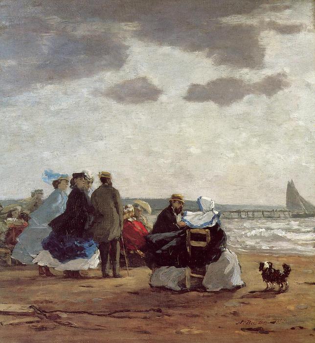 Wikioo.org - The Encyclopedia of Fine Arts - Painting, Artwork by Eugène Louis Boudin - On the Beach, Dieppe