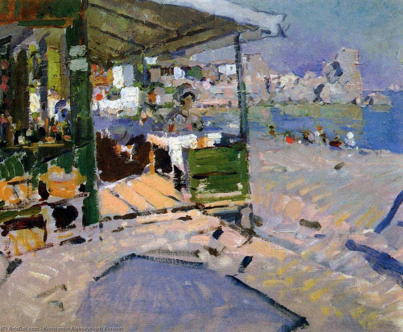 Wikioo.org - The Encyclopedia of Fine Arts - Painting, Artwork by Konstantin Alekseyevich Korovin - On the Beach in the Crimea