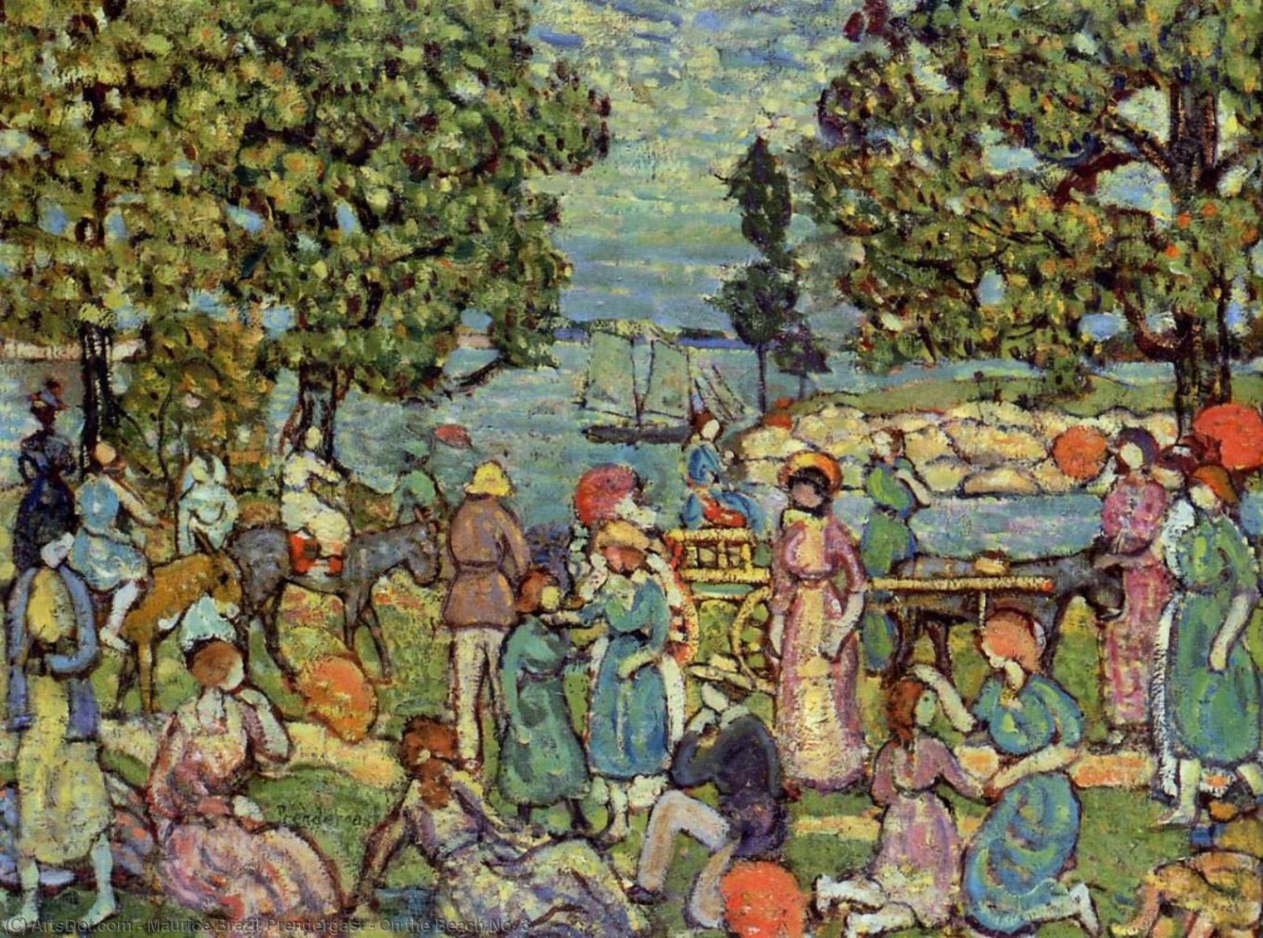 Wikioo.org - The Encyclopedia of Fine Arts - Painting, Artwork by Maurice Brazil Prendergast - On the Beach No. 3