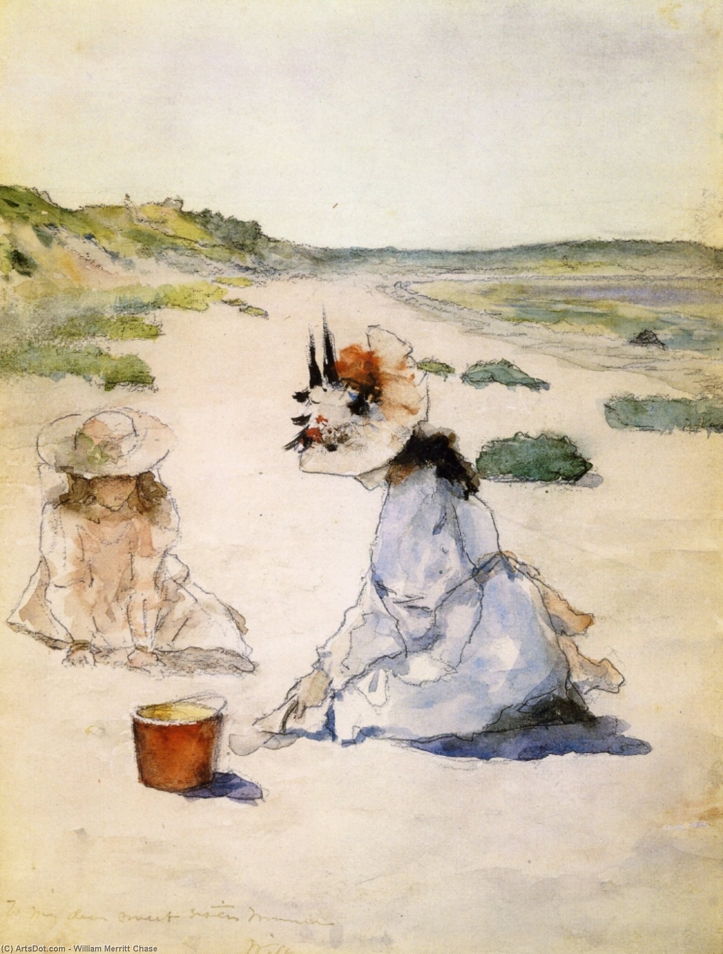 WikiOO.org - Encyclopedia of Fine Arts - Maalaus, taideteos William Merritt Chase - On the Beach, Shinnecock