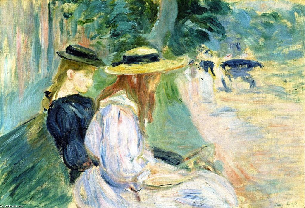 Wikioo.org - The Encyclopedia of Fine Arts - Painting, Artwork by Berthe Morisot - On a Bench in the Bois de Boulogne