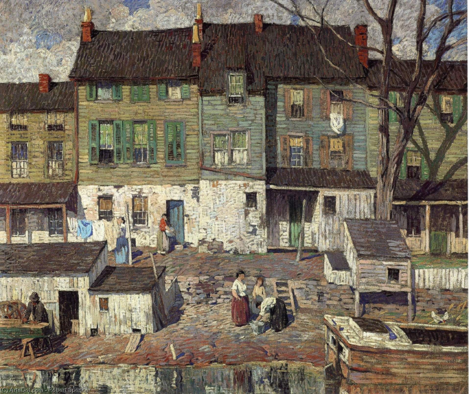 Wikioo.org - The Encyclopedia of Fine Arts - Painting, Artwork by Robert Spencer - On the Canal, New Hope