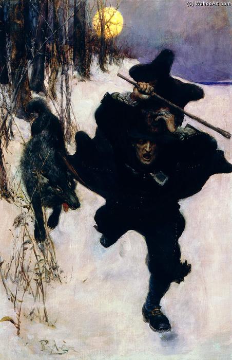 Wikioo.org - The Encyclopedia of Fine Arts - Painting, Artwork by Howard Pyle - Once it Chased Dr. Wilkerson Into the Very Town Itself