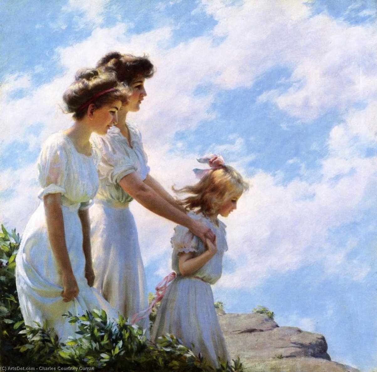 Wikioo.org - The Encyclopedia of Fine Arts - Painting, Artwork by Charles Courtney Curran - On the Cliff