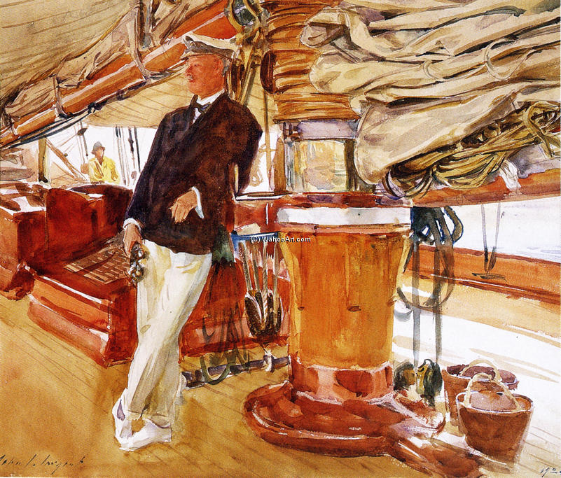 WikiOO.org – 美術百科全書 - 繪畫，作品 John Singer Sargent - 对游艇星座的甲板