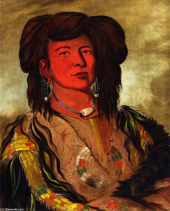 Wikioo.org – La Enciclopedia de las Bellas Artes - Pintura, Obras de arte de George Catlin - Uno de Hornos, Jefe Jefe de la Tribu Miniconjou, Teton Dakota (Sioux occidental)