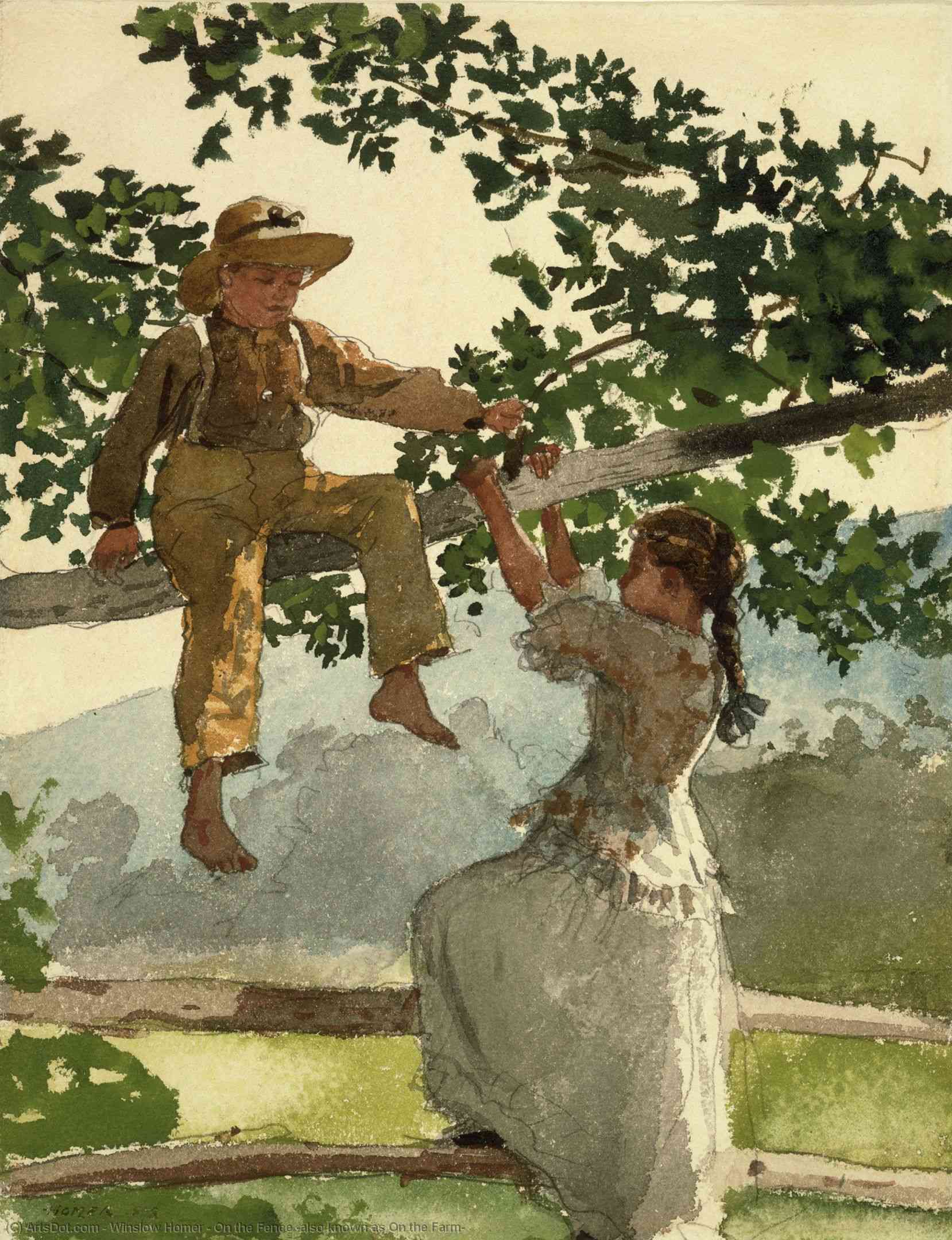 Wikioo.org - Encyklopedia Sztuk Pięknych - Malarstwo, Grafika Winslow Homer - On the Fence (also known as On the Farm)