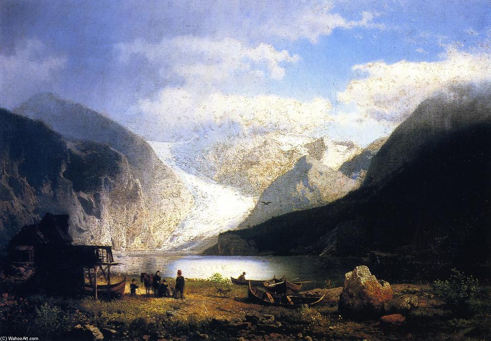 WikiOO.org - 백과 사전 - 회화, 삽화 Herman Herzog - On a Glacier Lake