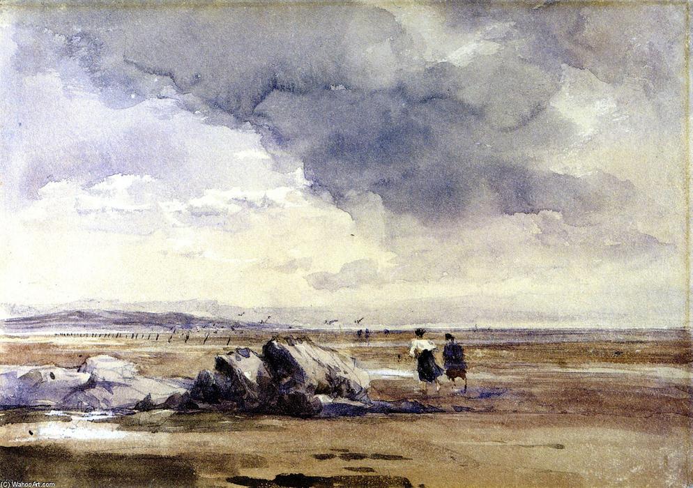 WikiOO.org - دایره المعارف هنرهای زیبا - نقاشی، آثار هنری David Cox - On Lancaster Sands, Low Tide