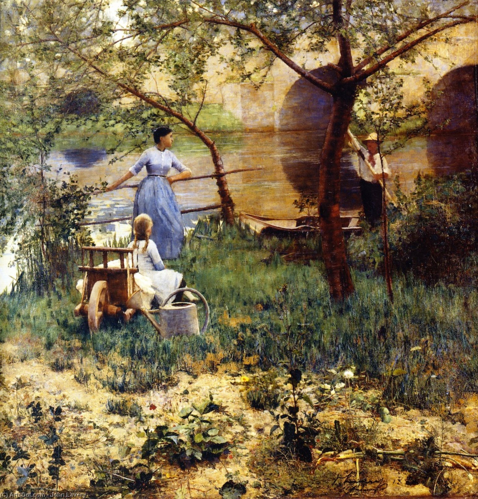 WikiOO.org - 百科事典 - 絵画、アートワーク John Lavery - 上の ロワン : 一つの 午後 チャット ( また として知られている 桜の下で )