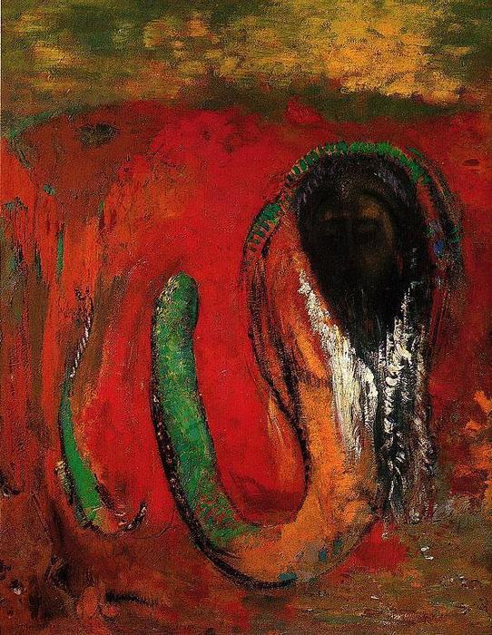 Wikioo.org - The Encyclopedia of Fine Arts - Painting, Artwork by Odilon Redon - Onnes (also known as Christ and the Serpent)