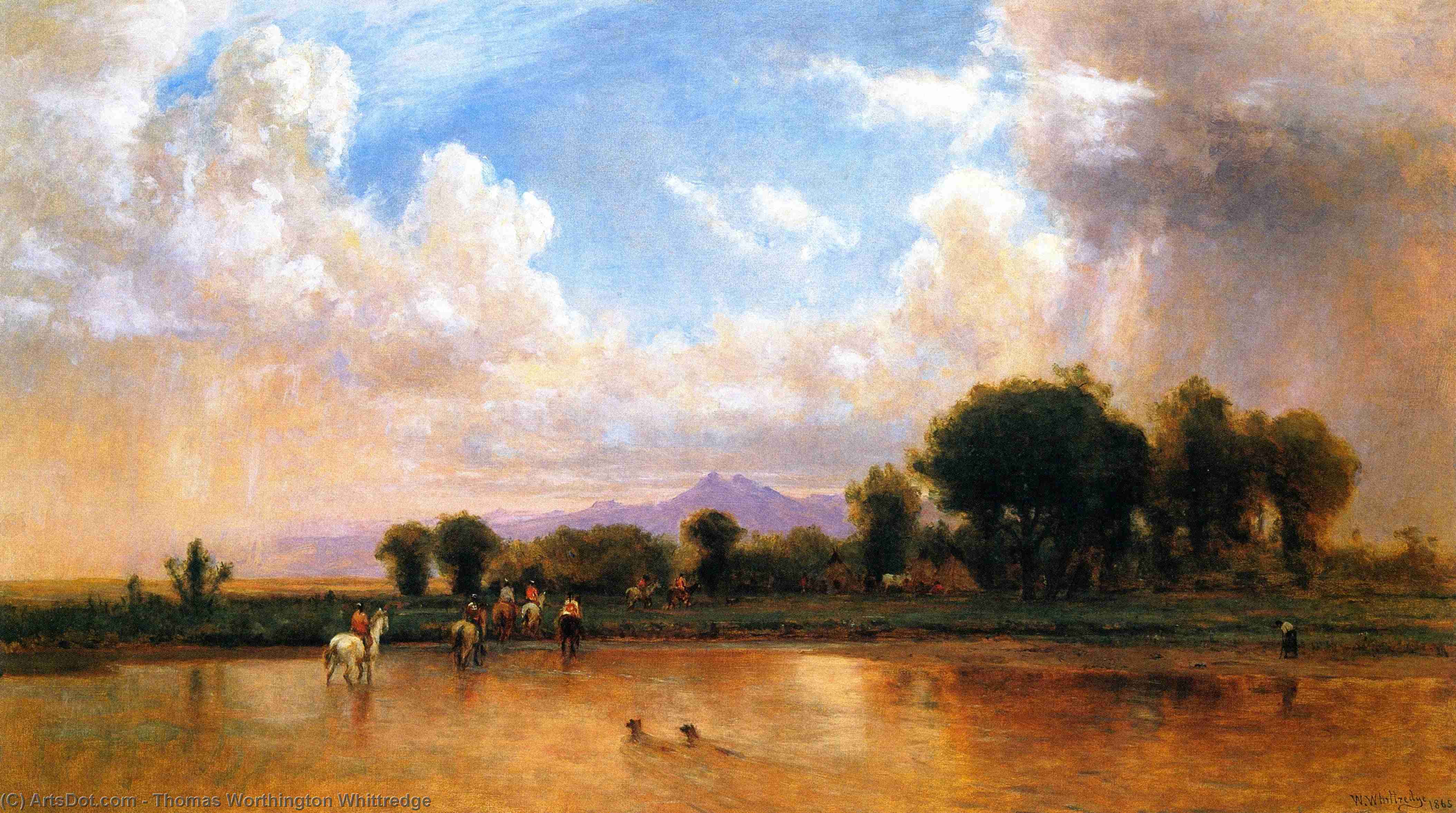Wikioo.org - The Encyclopedia of Fine Arts - Painting, Artwork by Thomas Worthington Whittredge - On the Plains, Cache la Poudre River