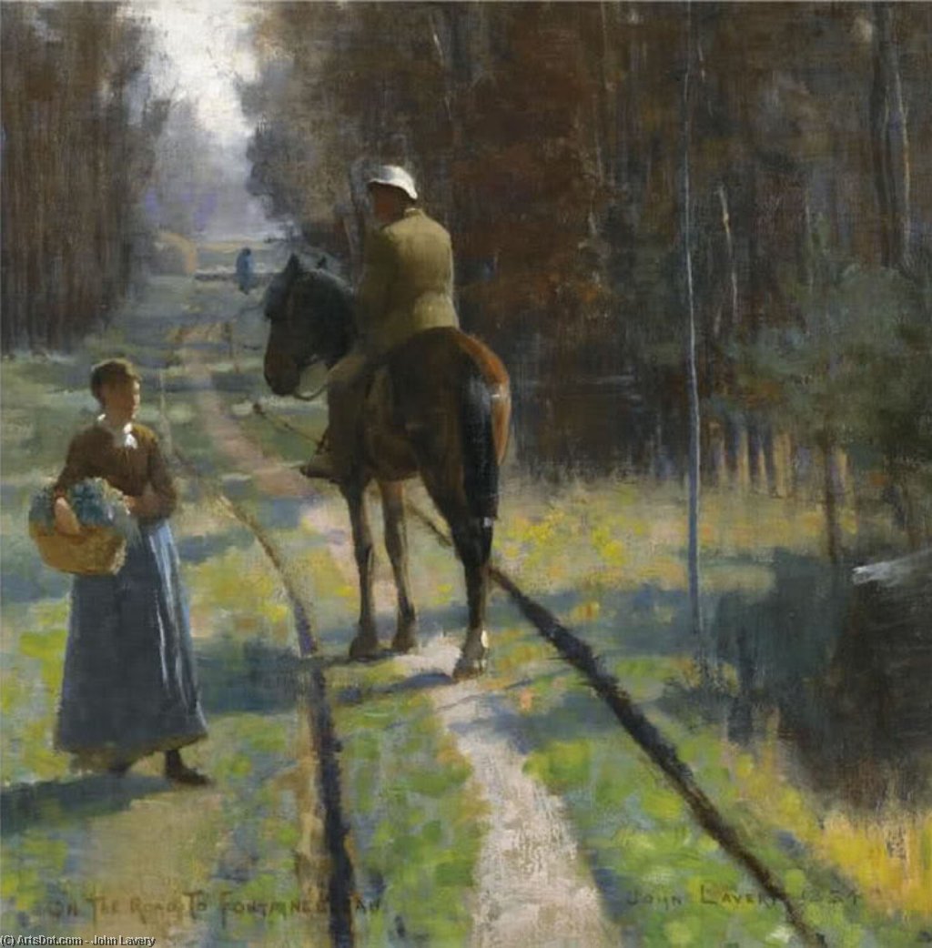 Wikioo.org - The Encyclopedia of Fine Arts - Painting, Artwork by John Lavery - On The Road To Fontainebleau