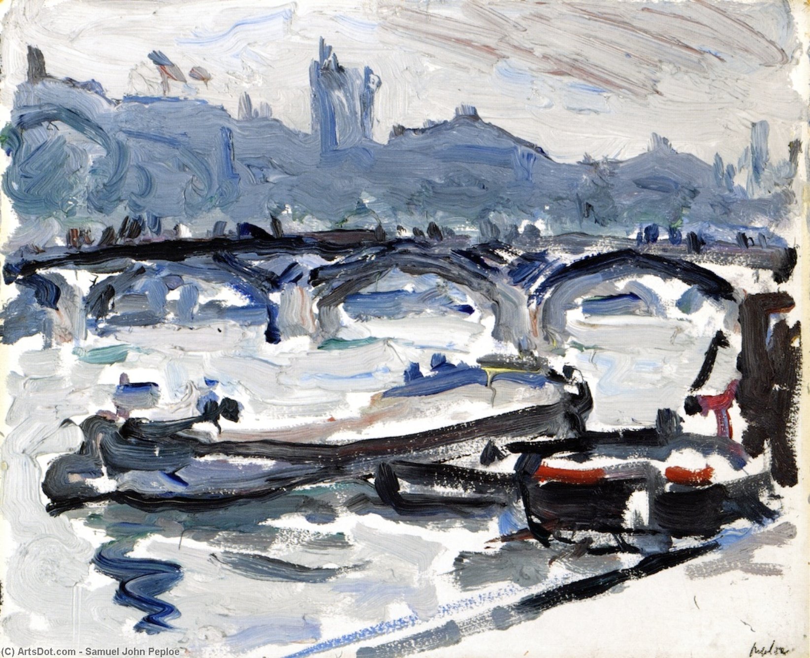 WikiOO.org - Encyclopedia of Fine Arts - Maľba, Artwork Samuel John Peploe - On the Seine