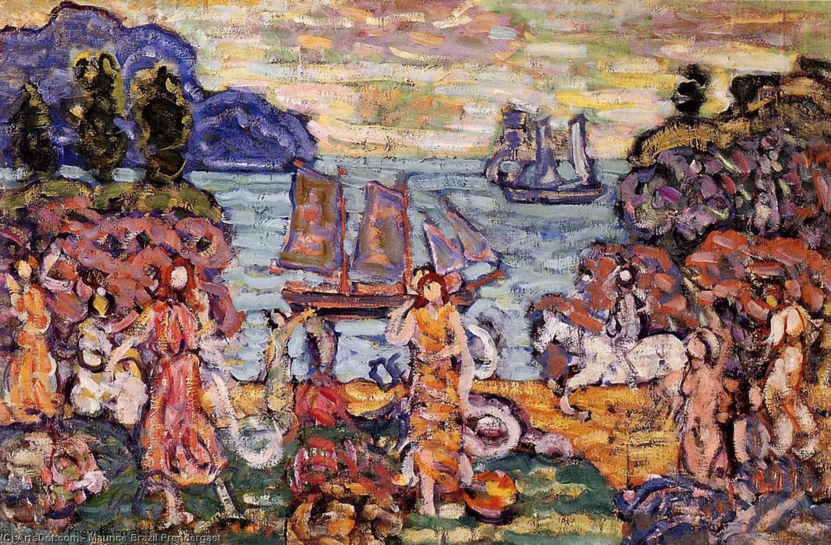 Wikioo.org - The Encyclopedia of Fine Arts - Painting, Artwork by Maurice Brazil Prendergast - On the Shore