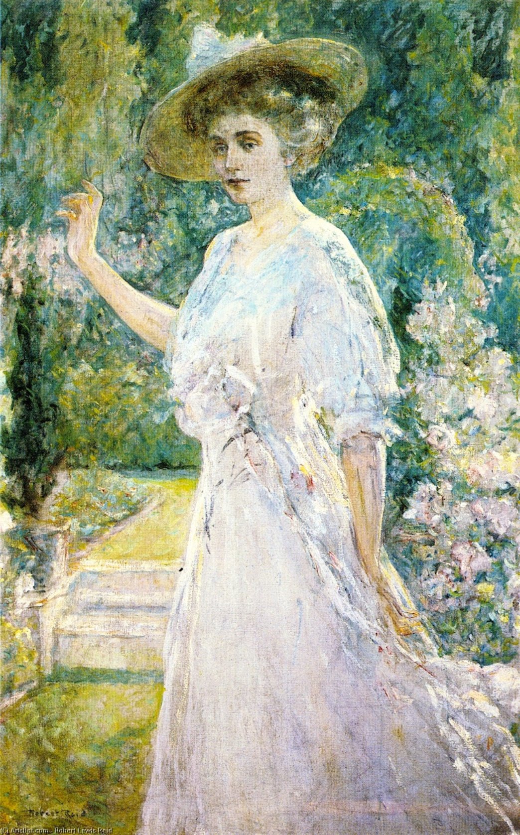Wikioo.org - The Encyclopedia of Fine Arts - Painting, Artwork by Robert Lewis Reid - On the Terrace