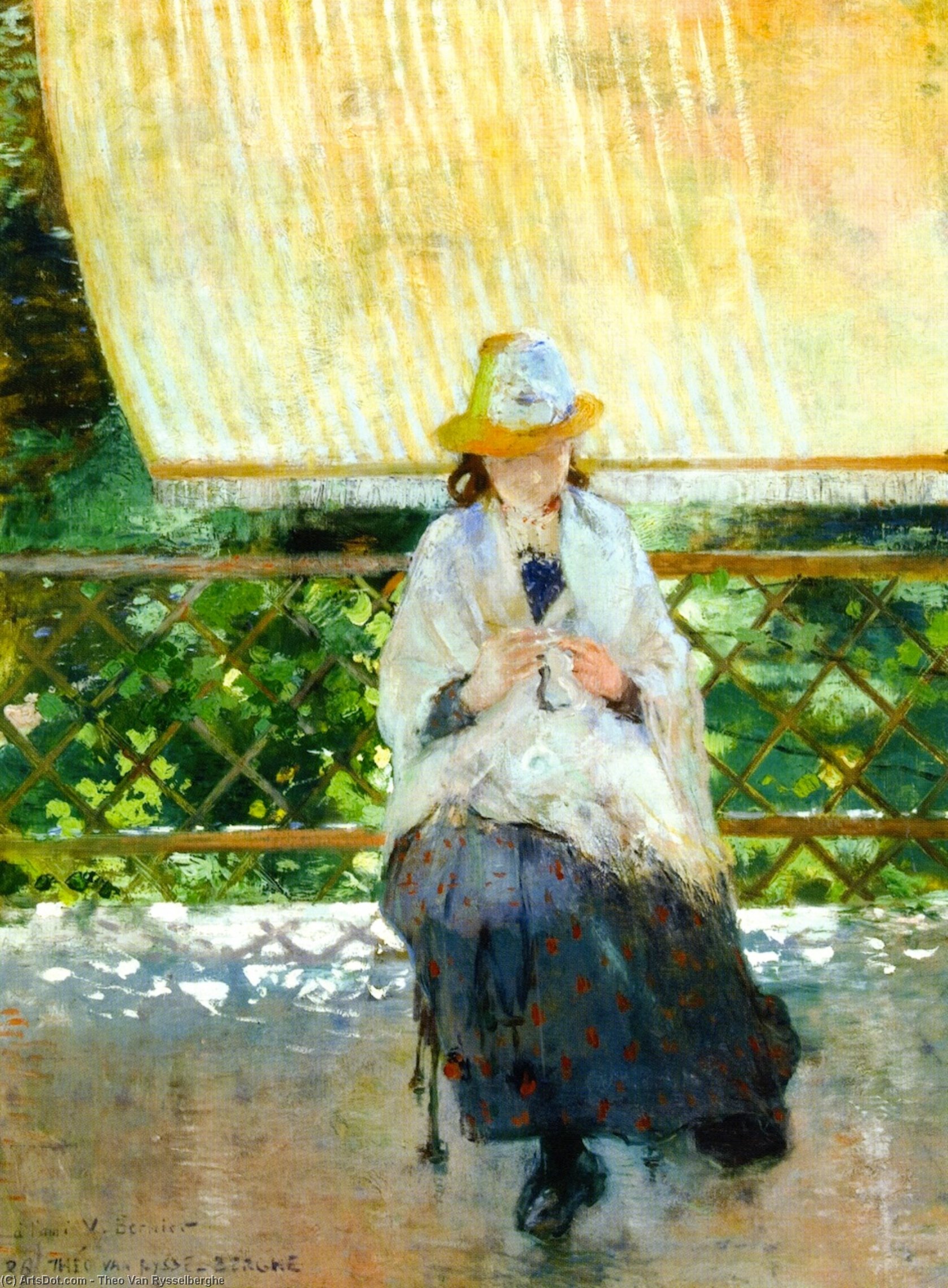 Wikioo.org – L'Encyclopédie des Beaux Arts - Peinture, Oeuvre de Theo Van Rysselberghe - sur l' terrasse au  Sèvres