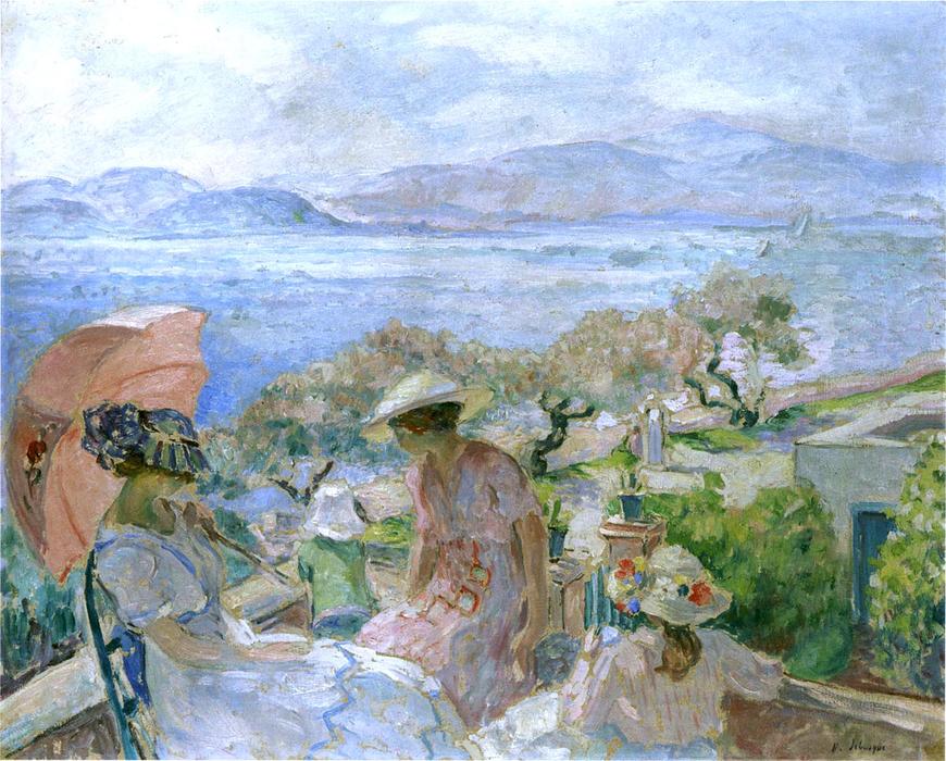 WikiOO.org - Encyclopedia of Fine Arts - Maleri, Artwork Henri Lebasque - On the terrace by the sea at St Maxime