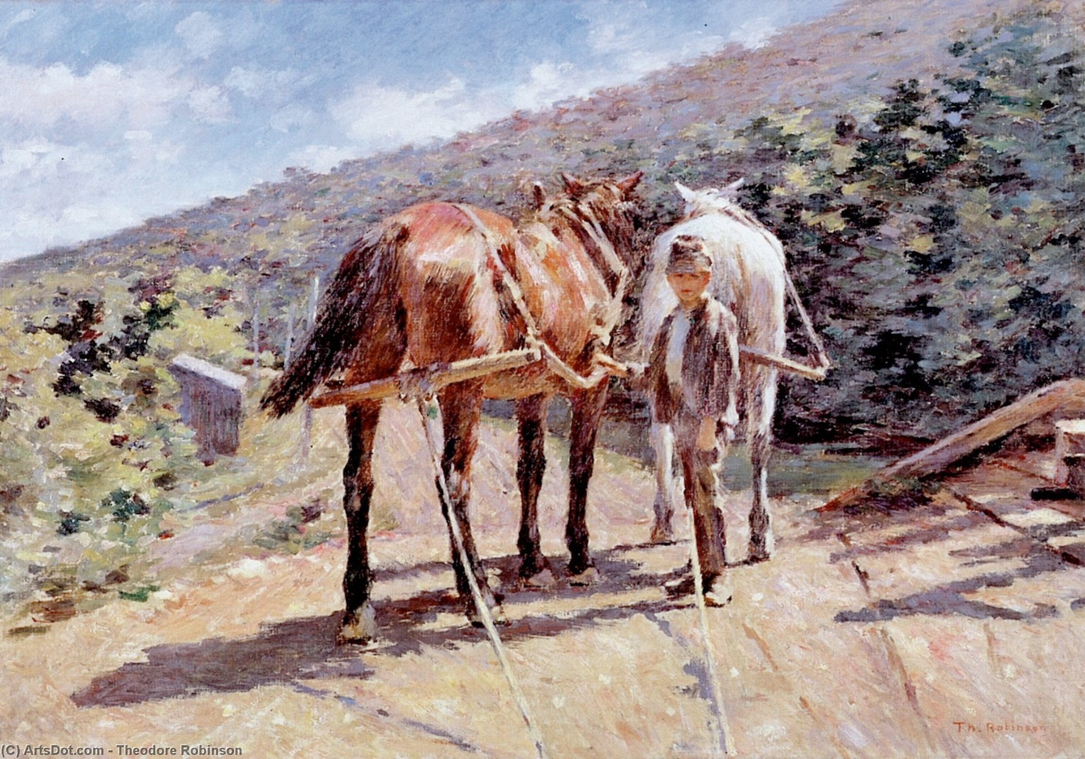 Wikioo.org - สารานุกรมวิจิตรศิลป์ - จิตรกรรม Theodore Robinson - On the Tow-Path - A Helt