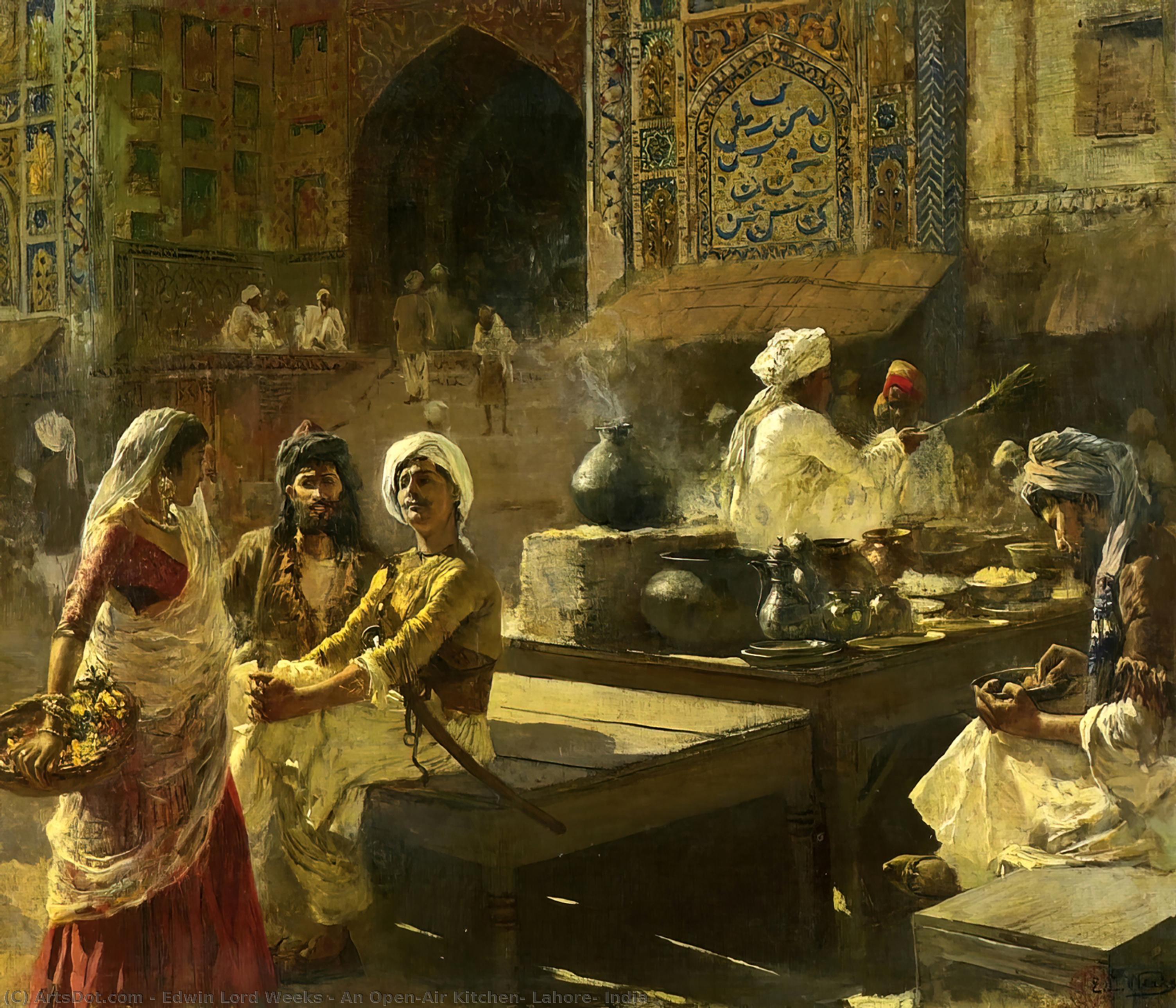 WikiOO.org - Güzel Sanatlar Ansiklopedisi - Resim, Resimler Edwin Lord Weeks - An Open-Air Kitchen, Lahore, India