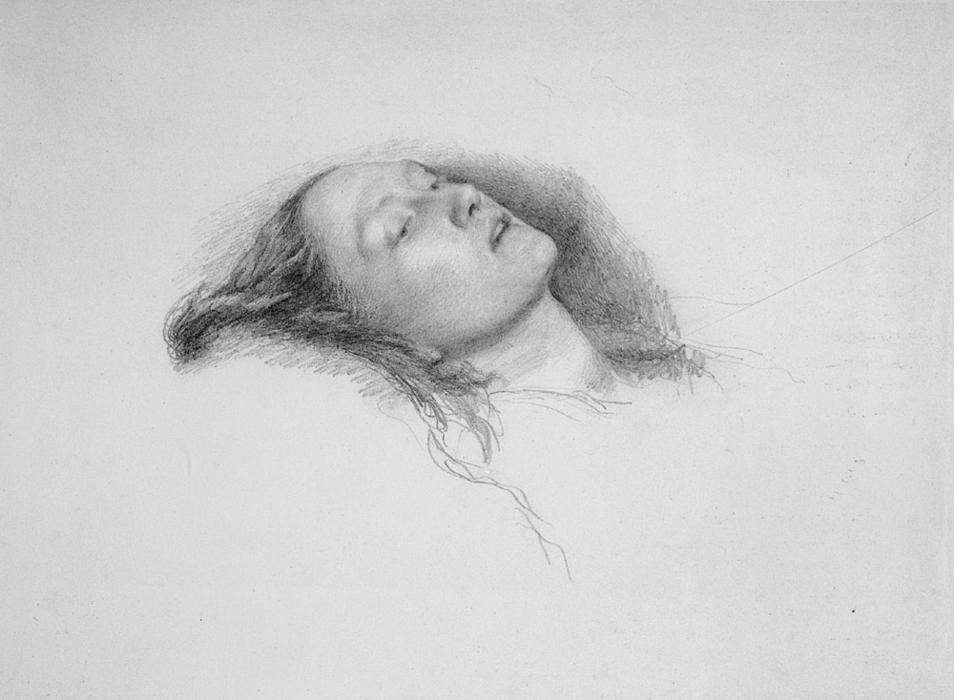 WikiOO.org - Enciclopédia das Belas Artes - Pintura, Arte por John Everett Millais - Ophelia (study - Elizabeth Siddall)