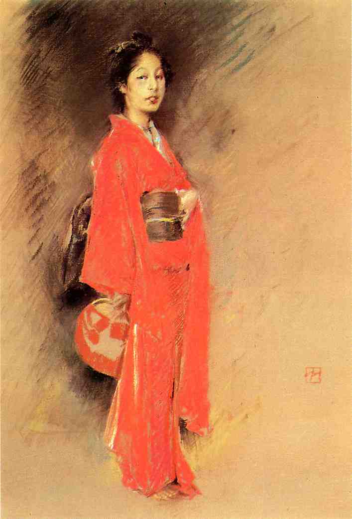 Wikioo.org - The Encyclopedia of Fine Arts - Painting, Artwork by Robert Frederick Blum - The Orange Kimono