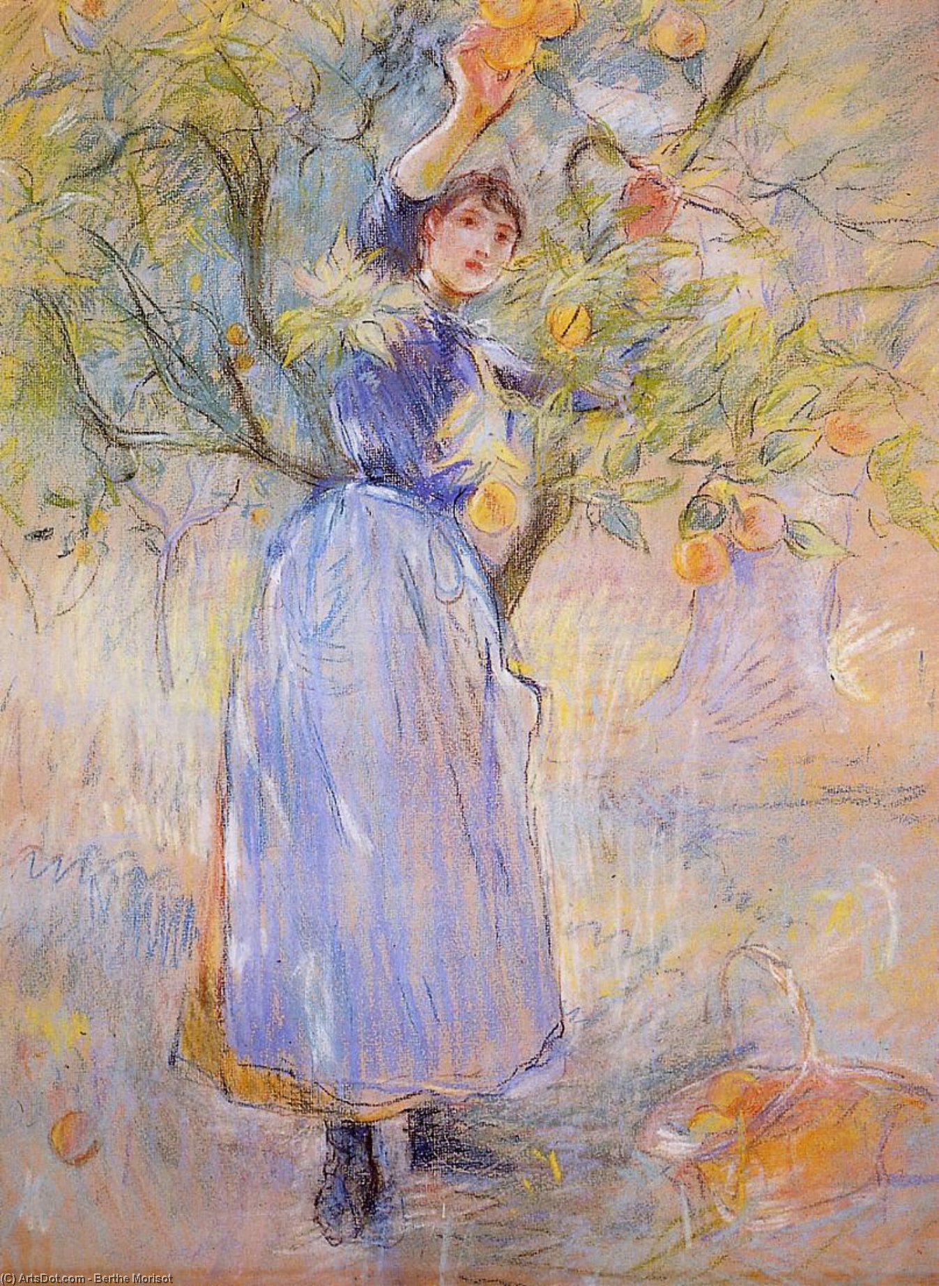Wikioo.org – L'Encyclopédie des Beaux Arts - Peinture, Oeuvre de Berthe Morisot - L'orange récolteuse