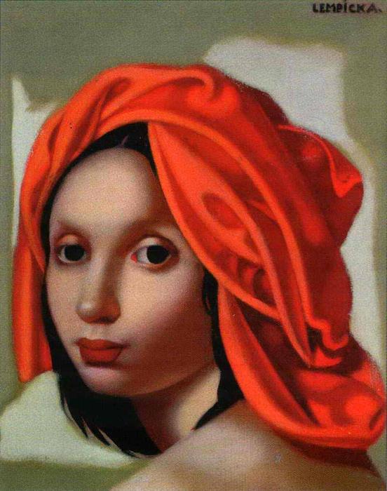 Wikioo.org - The Encyclopedia of Fine Arts - Painting, Artwork by Tamara De Lempicka - The Orange Turban