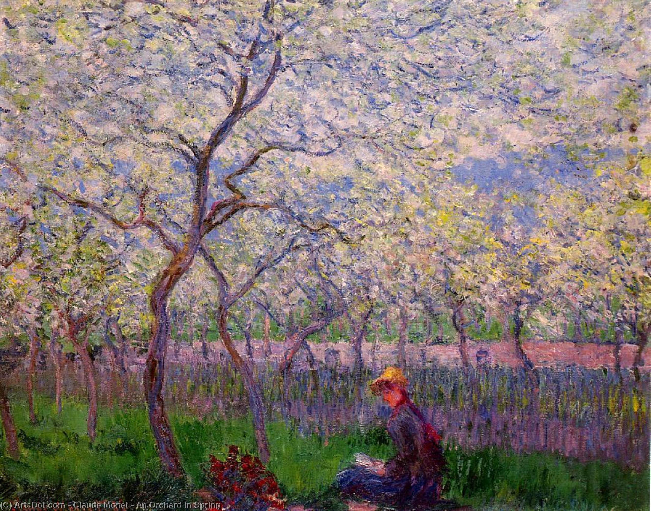 WikiOO.org - Encyclopedia of Fine Arts - Målning, konstverk Claude Monet - An Orchard in Spring