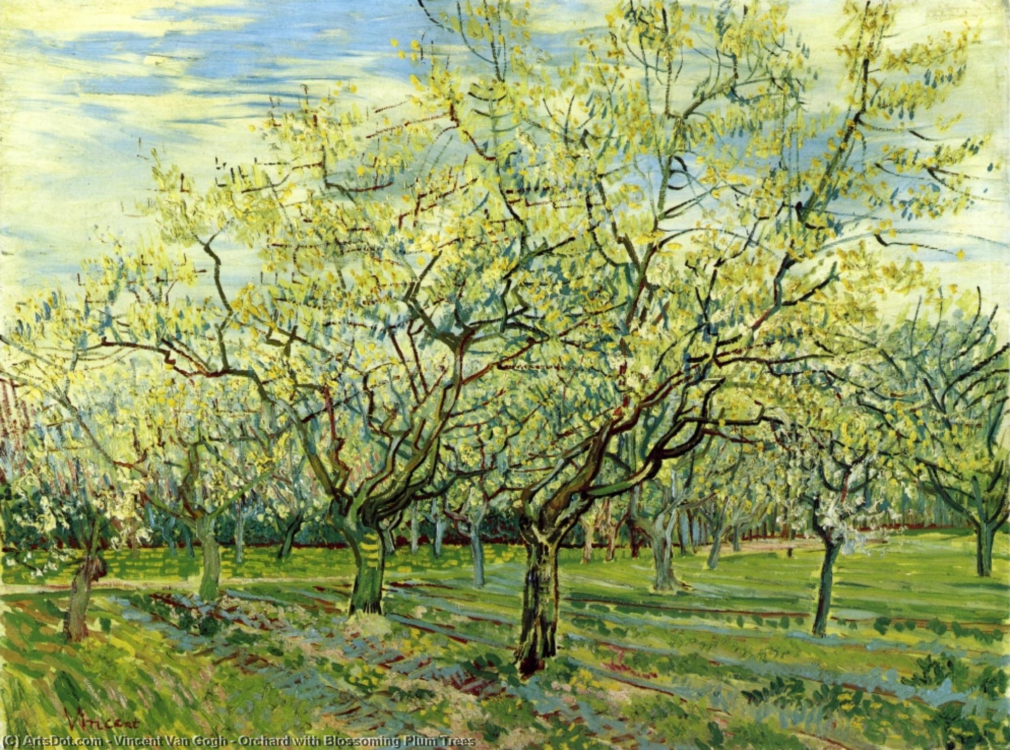 Wikioo.org - The Encyclopedia of Fine Arts - Painting, Artwork by Vincent Van Gogh - Orchard with Blossoming Plum Trees