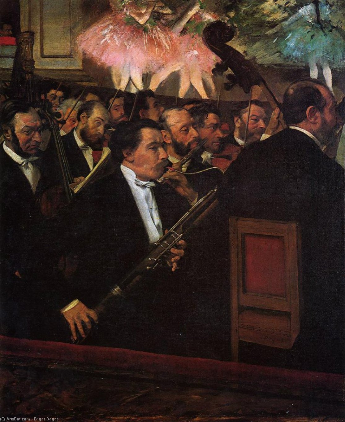 Wikioo.org - Die Enzyklopädie bildender Kunst - Malerei, Kunstwerk von Edgar Degas - das orchester von  der  Oper