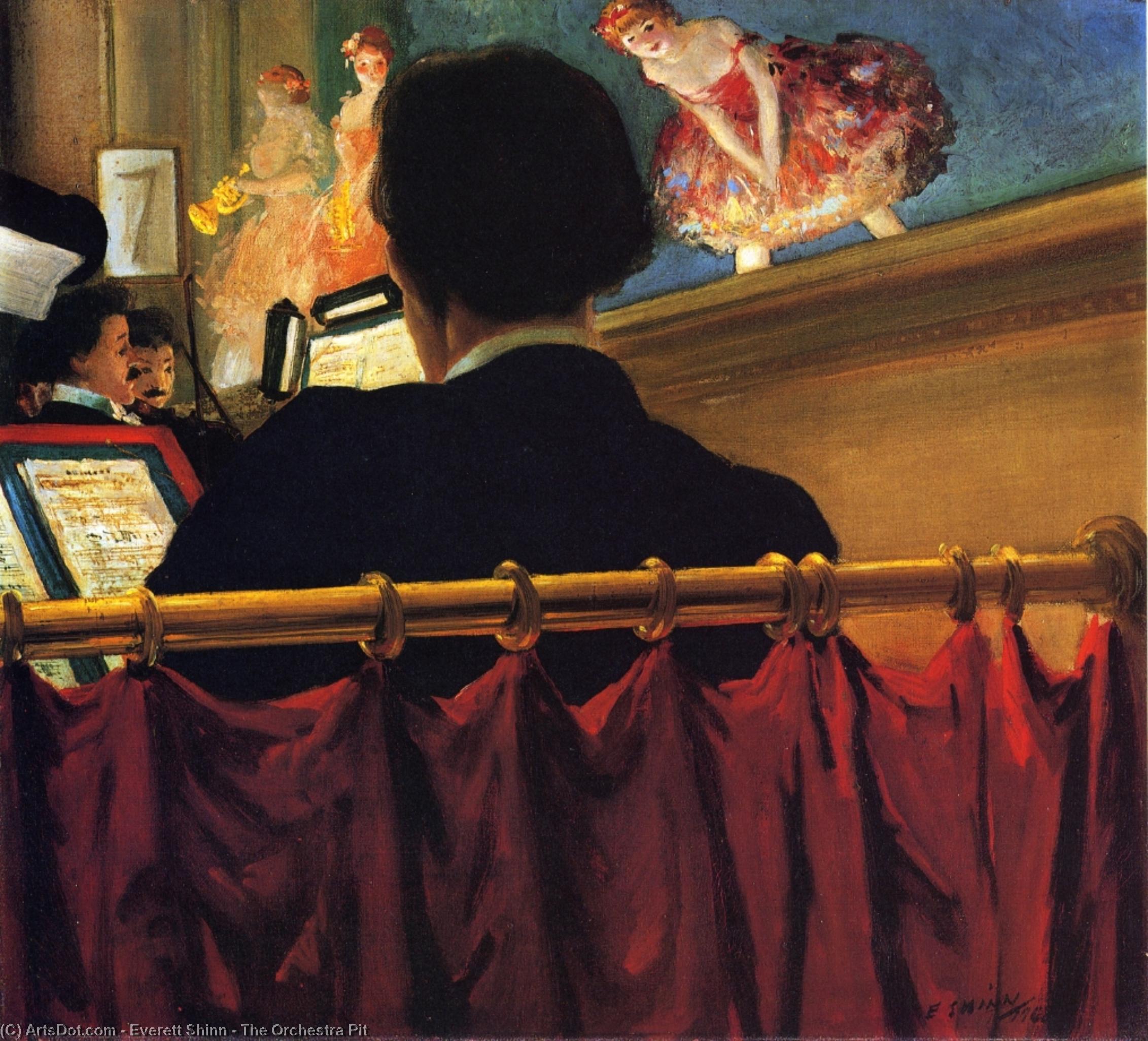 WikiOO.org - Encyclopedia of Fine Arts - Maleri, Artwork Everett Shinn - The Orchestra Pit