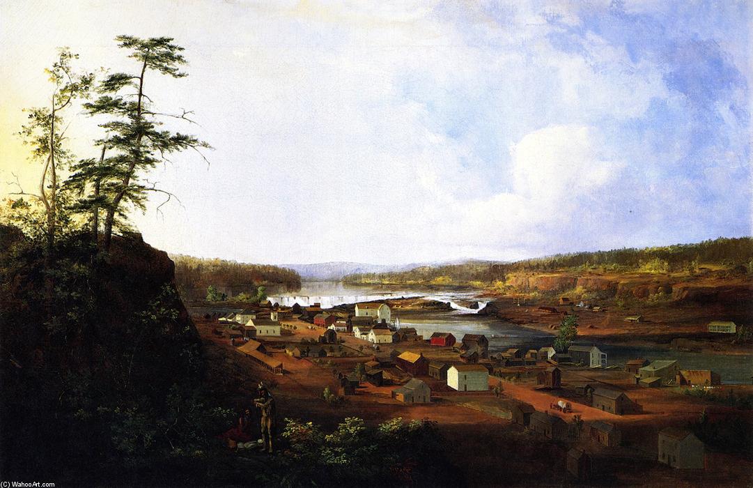 Wikioo.org - The Encyclopedia of Fine Arts - Painting, Artwork by John Mix Stanley - Oregon City on the Willamette River