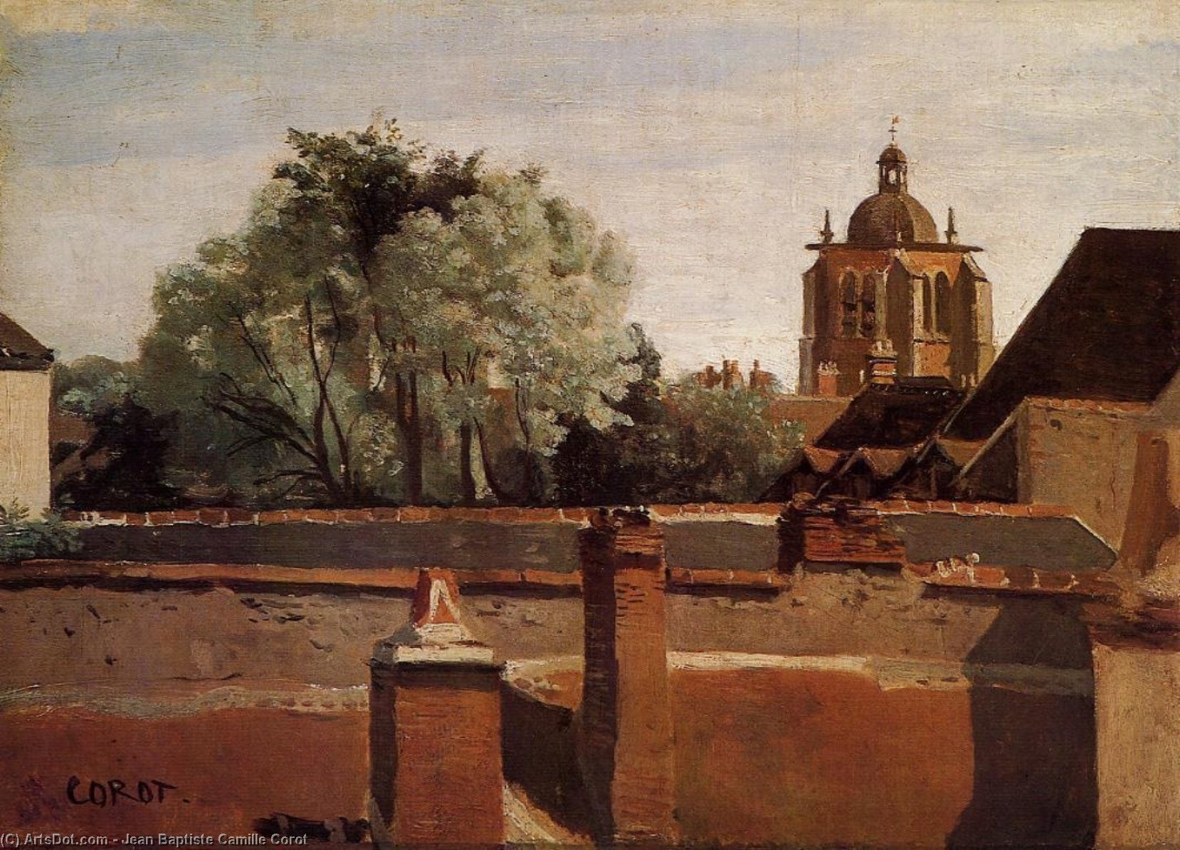 Wikioo.org - The Encyclopedia of Fine Arts - Painting, Artwork by Jean Baptiste Camille Corot - Orleans - View from a Window Overlooking the Saint-Peterne Tower