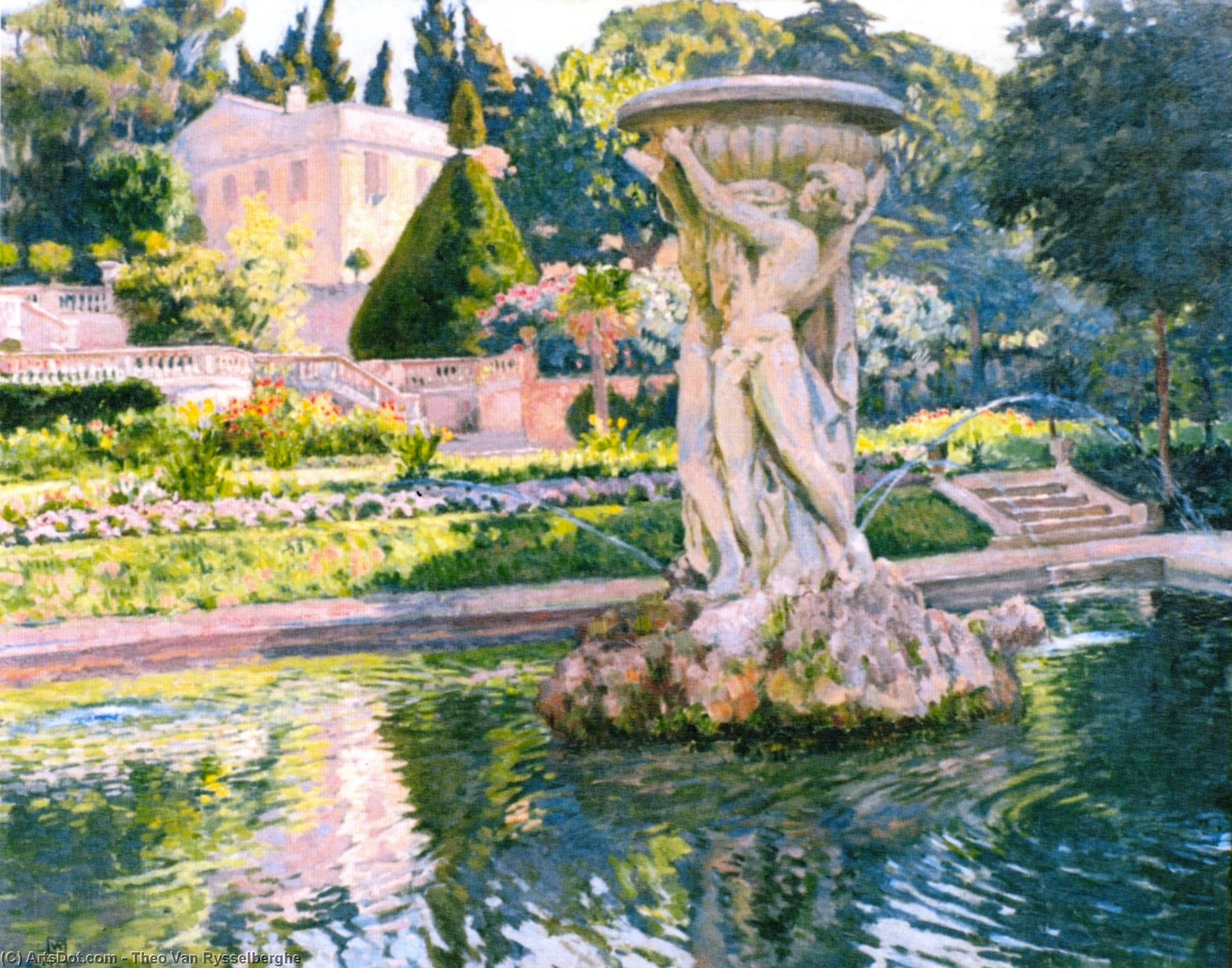 Wikioo.org - The Encyclopedia of Fine Arts - Painting, Artwork by Theo Van Rysselberghe - Ornamental Lake in a Park