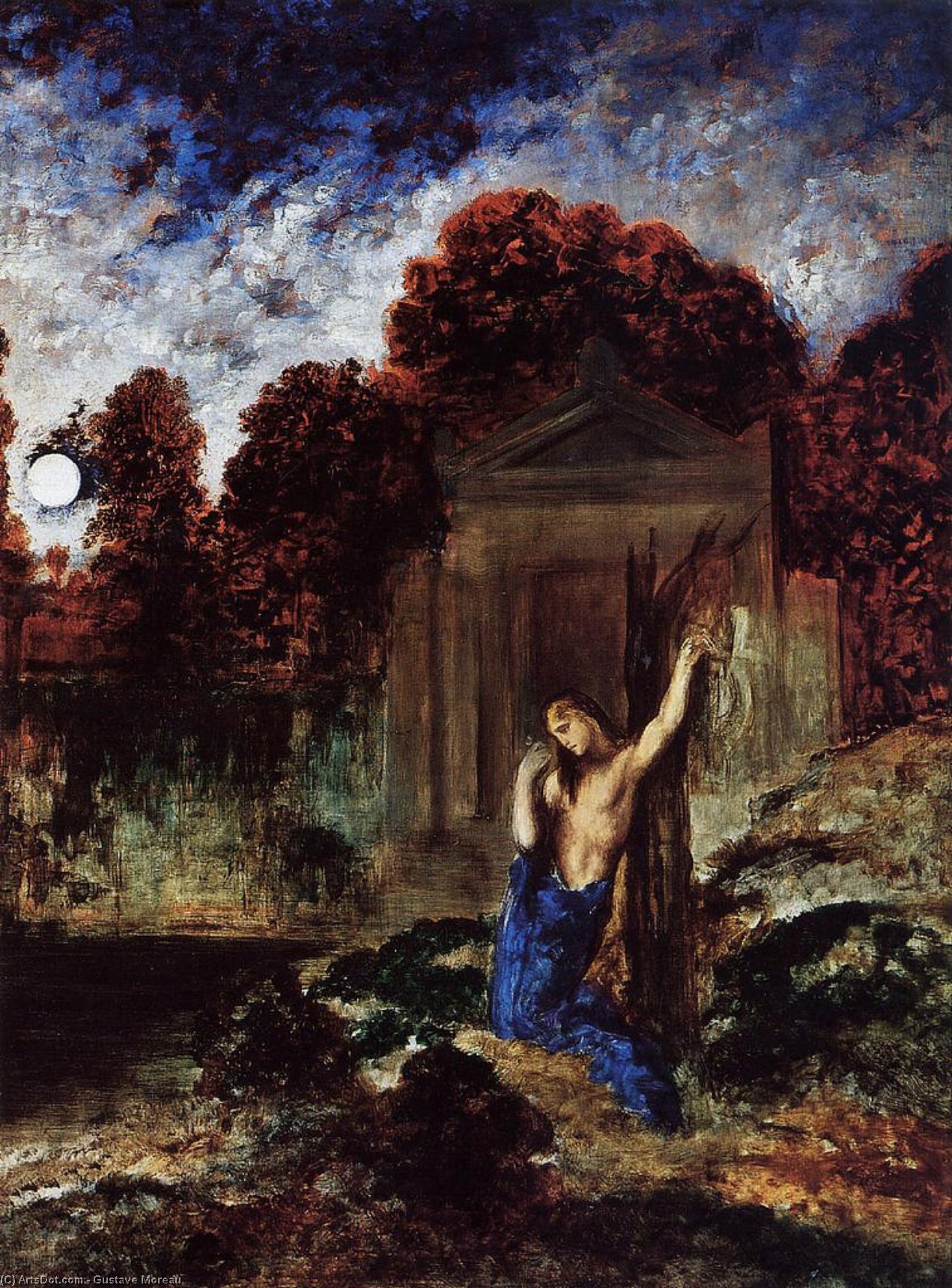Wikioo.org - The Encyclopedia of Fine Arts - Painting, Artwork by Gustave Moreau - Orpheus at the Tomb of Eurydice
