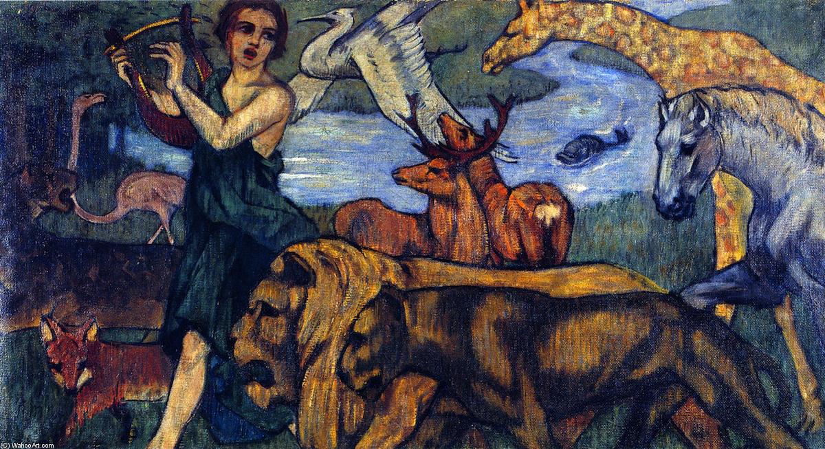 Wikioo.org - The Encyclopedia of Fine Arts - Painting, Artwork by Franz Marc - Orpheus with Animals, Design for a Tapestry