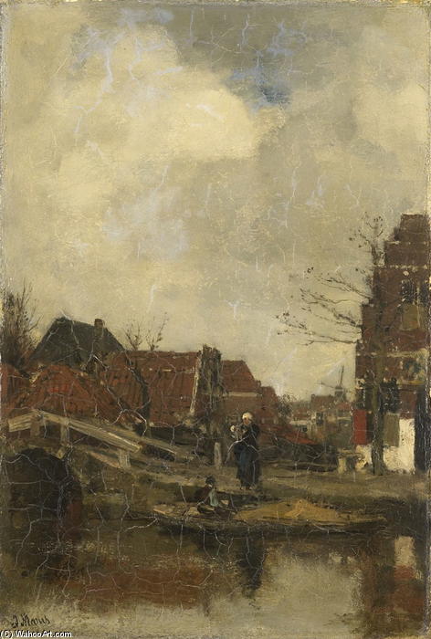 Wikioo.org - The Encyclopedia of Fine Arts - Painting, Artwork by Jacob Henricus Maris - Oud buurtje aan het water