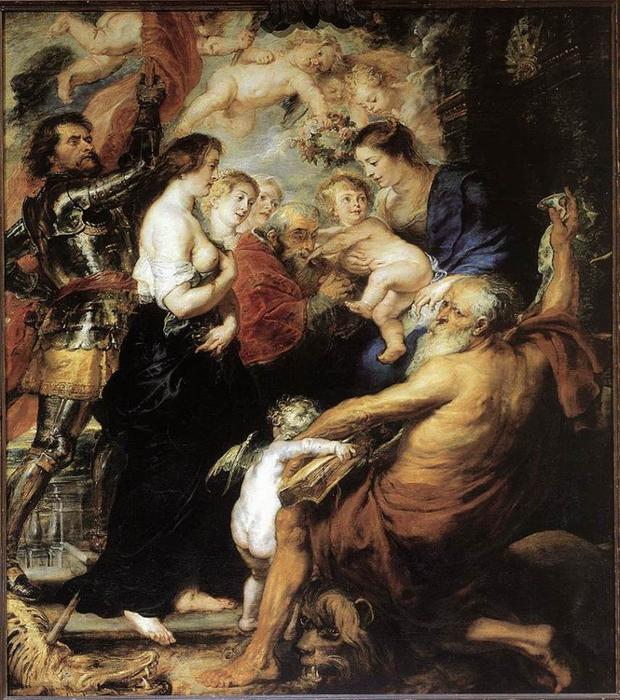 Wikoo.org - موسوعة الفنون الجميلة - اللوحة، العمل الفني Peter Paul Rubens - Our Lady with the Saints