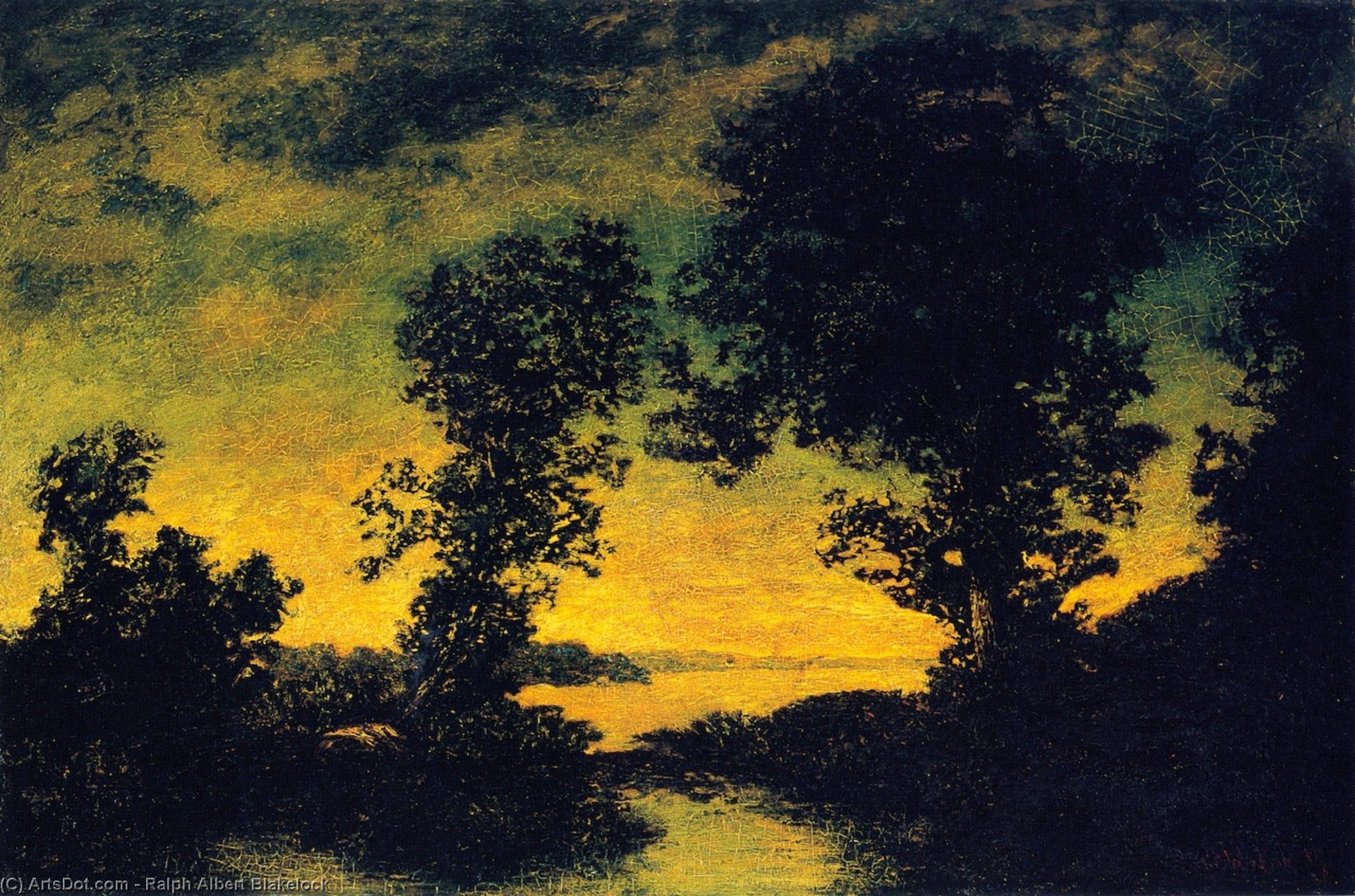 Wikioo.org - The Encyclopedia of Fine Arts - Painting, Artwork by Ralph Albert Blakelock - Outlet of a Mountain Lake
