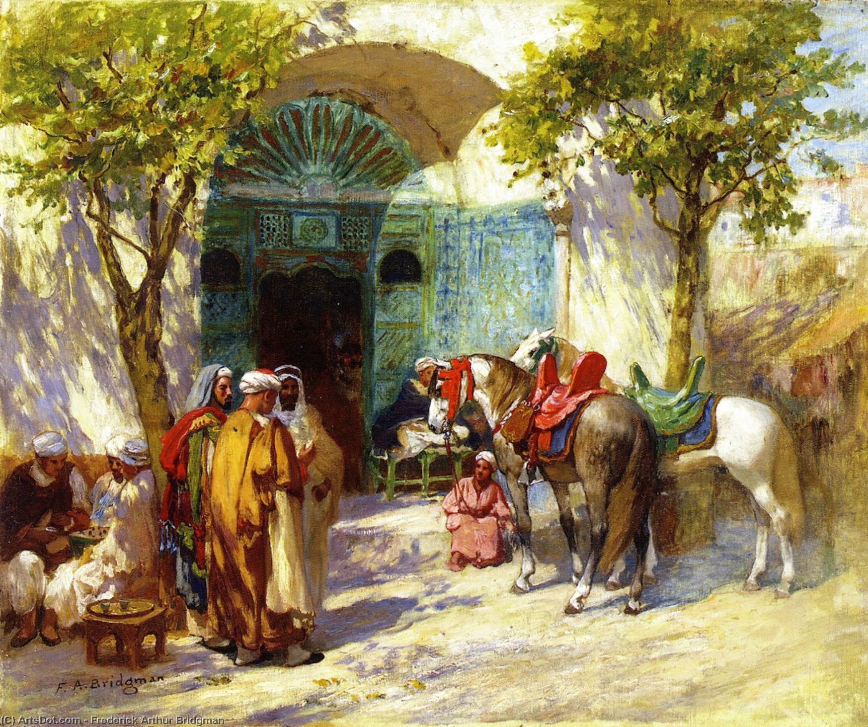 WikiOO.org - Енциклопедия за изящни изкуства - Живопис, Произведения на изкуството Frederick Arthur Bridgman - Outside the Mosque