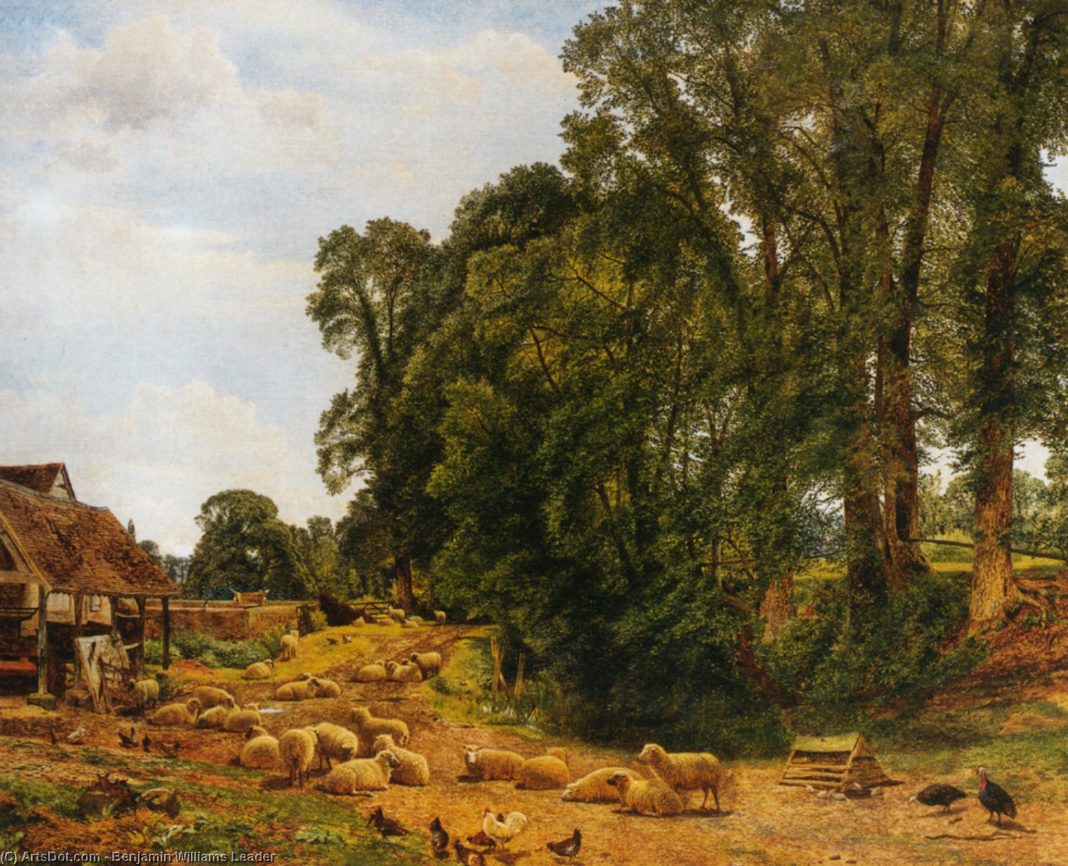 WikiOO.org - Encyclopedia of Fine Arts - Maleri, Artwork Benjamin Williams Leader - Outskirts of a Farm