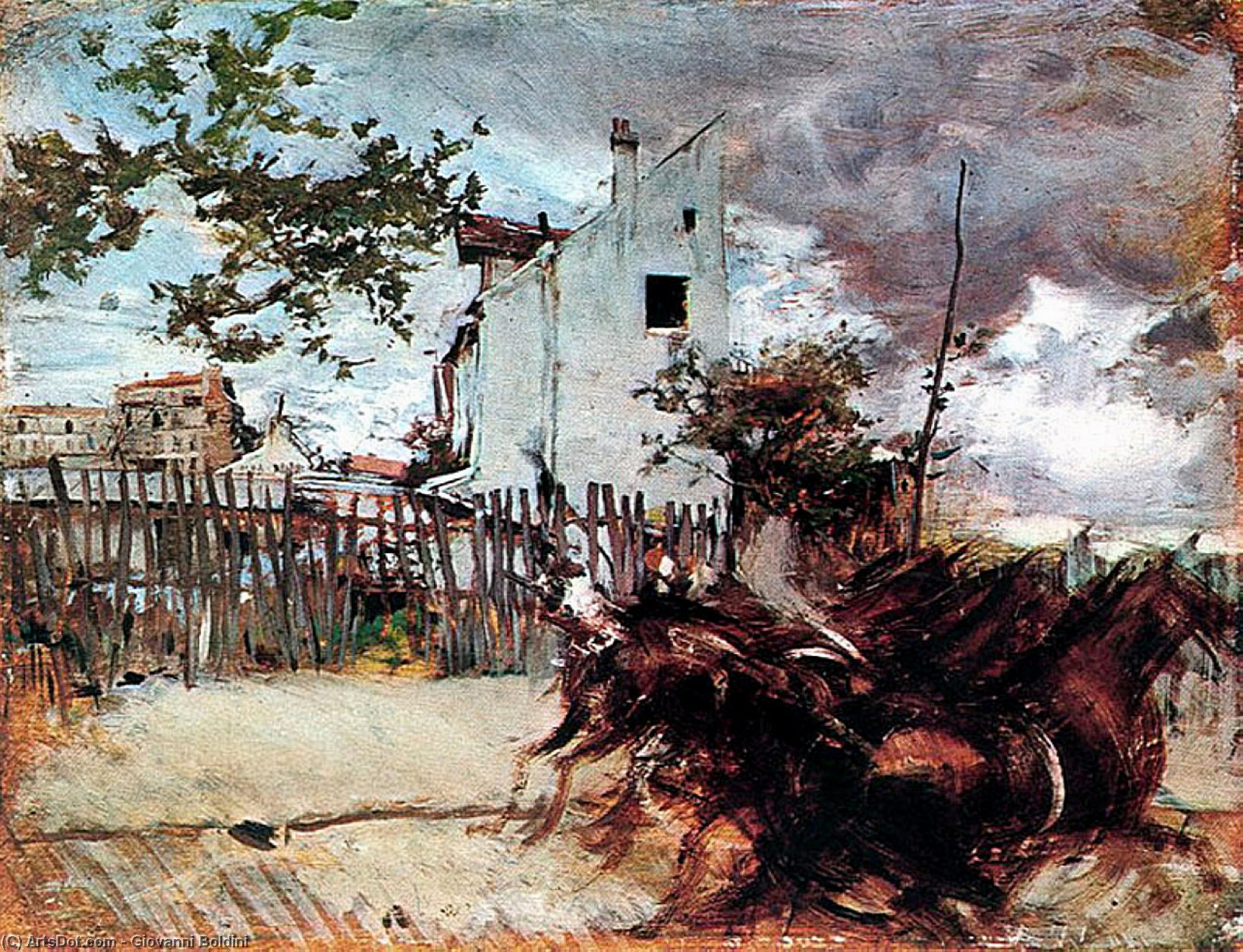 Wikioo.org - The Encyclopedia of Fine Arts - Painting, Artwork by Giovanni Boldini - Outskirts of Paris