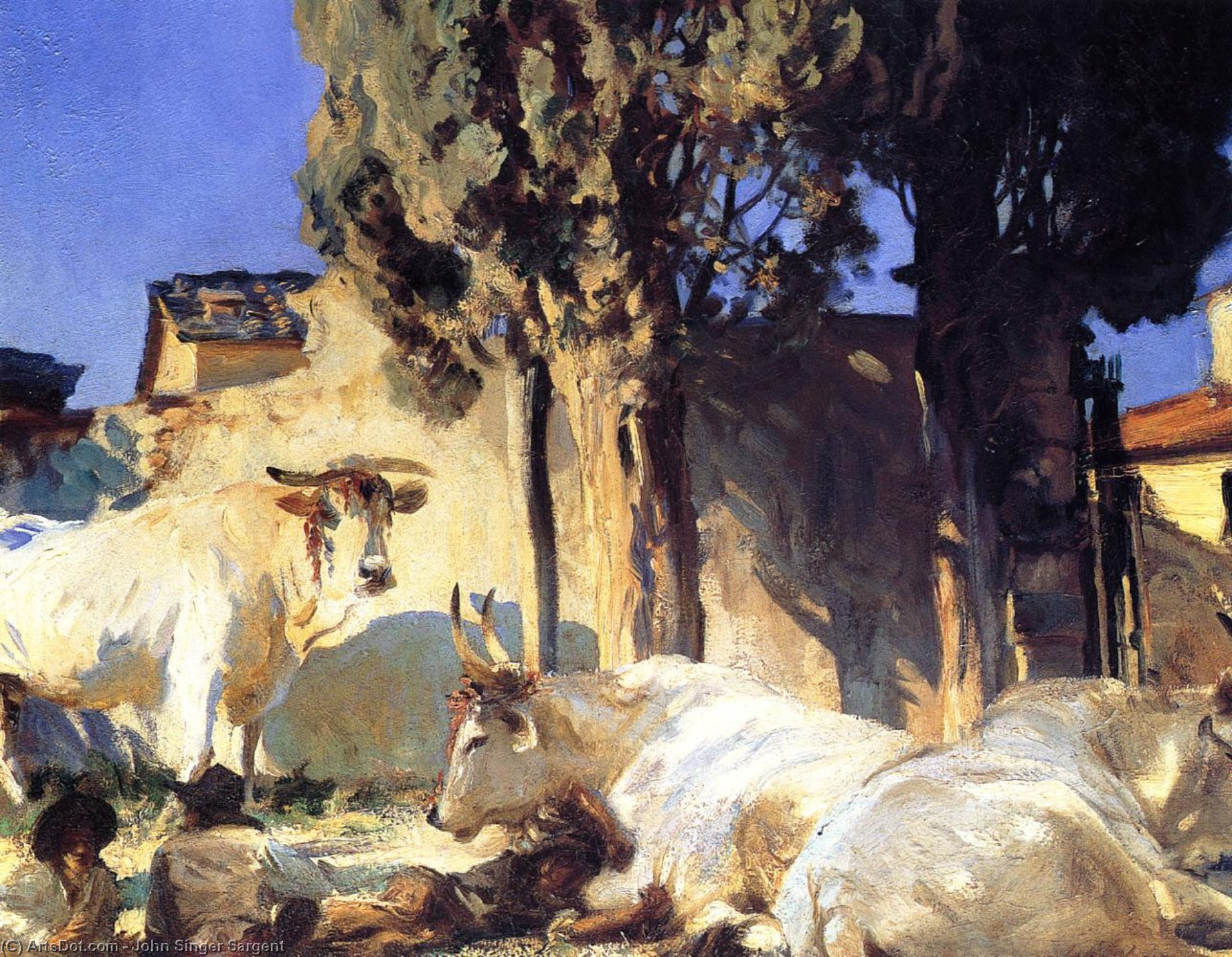 Wikioo.org - The Encyclopedia of Fine Arts - Painting, Artwork by John Singer Sargent - Oxen Resting