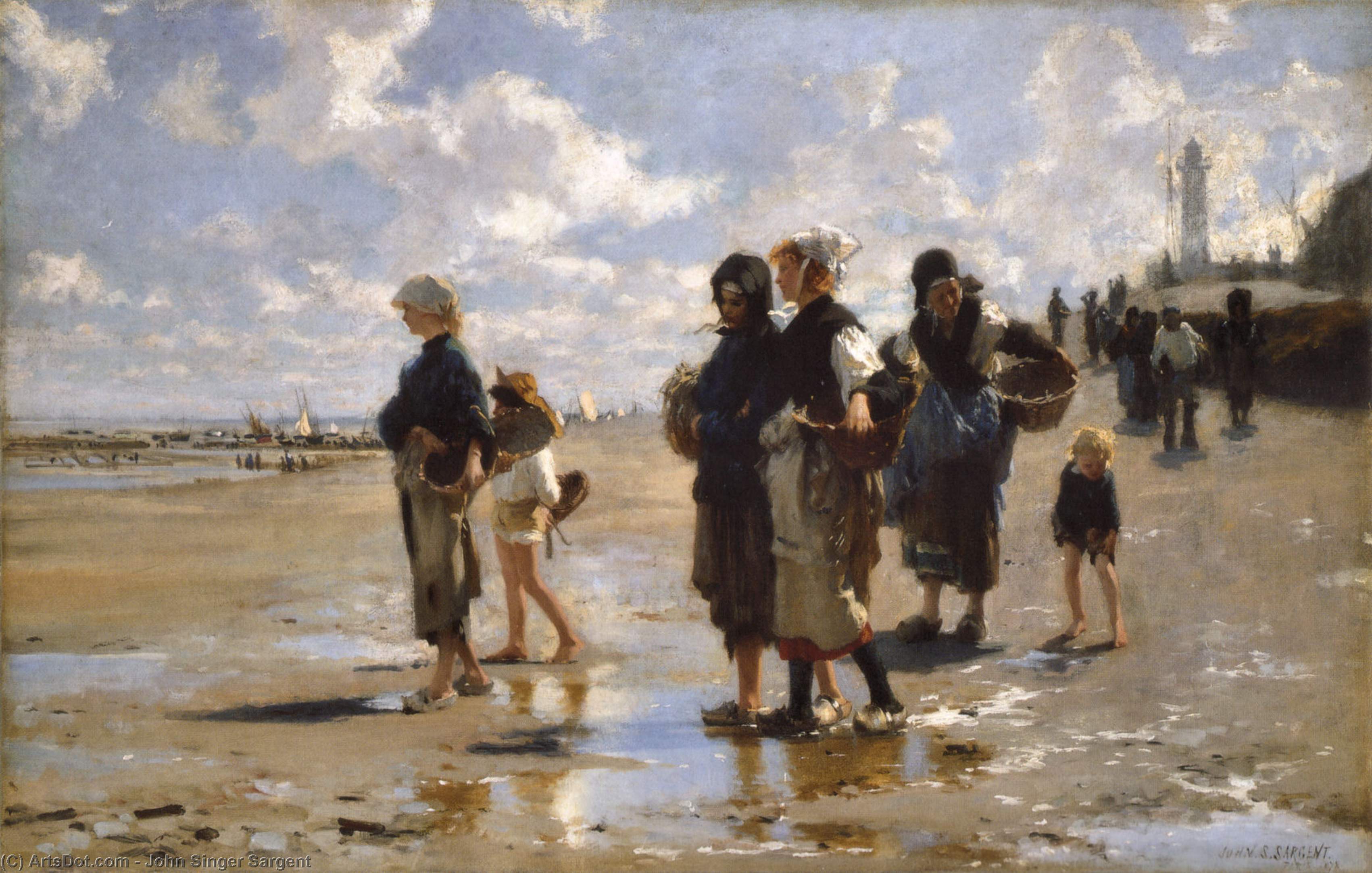 Wikioo.org - The Encyclopedia of Fine Arts - Painting, Artwork by John Singer Sargent - The Oyster Gatherers of Cancale