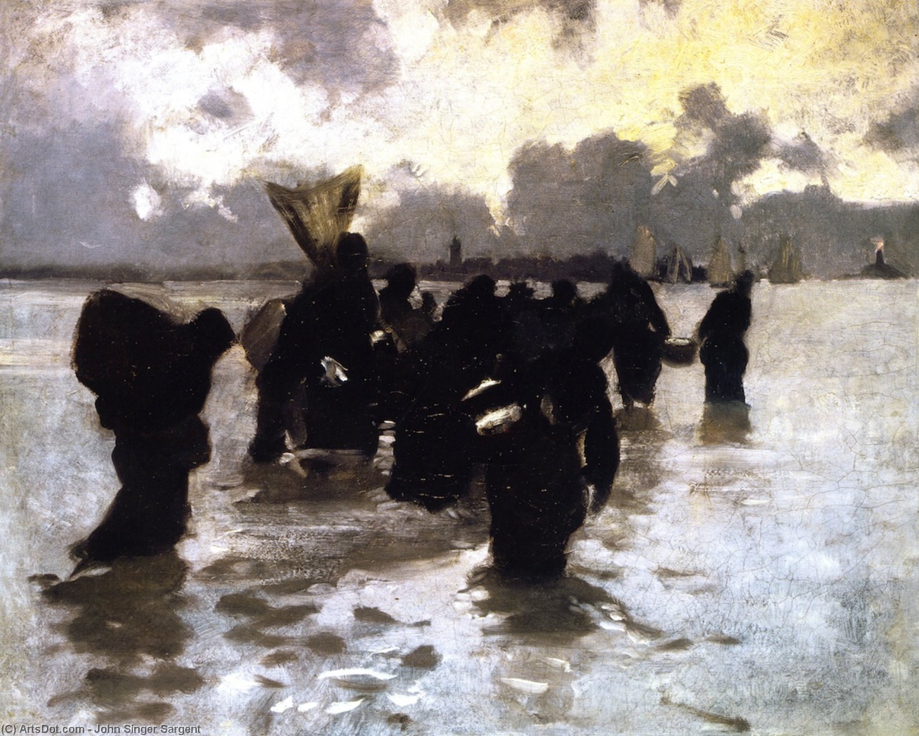 Wikioo.org - The Encyclopedia of Fine Arts - Painting, Artwork by John Singer Sargent - Oyster Gatherers Returning (also known as Mussel Gatherers)