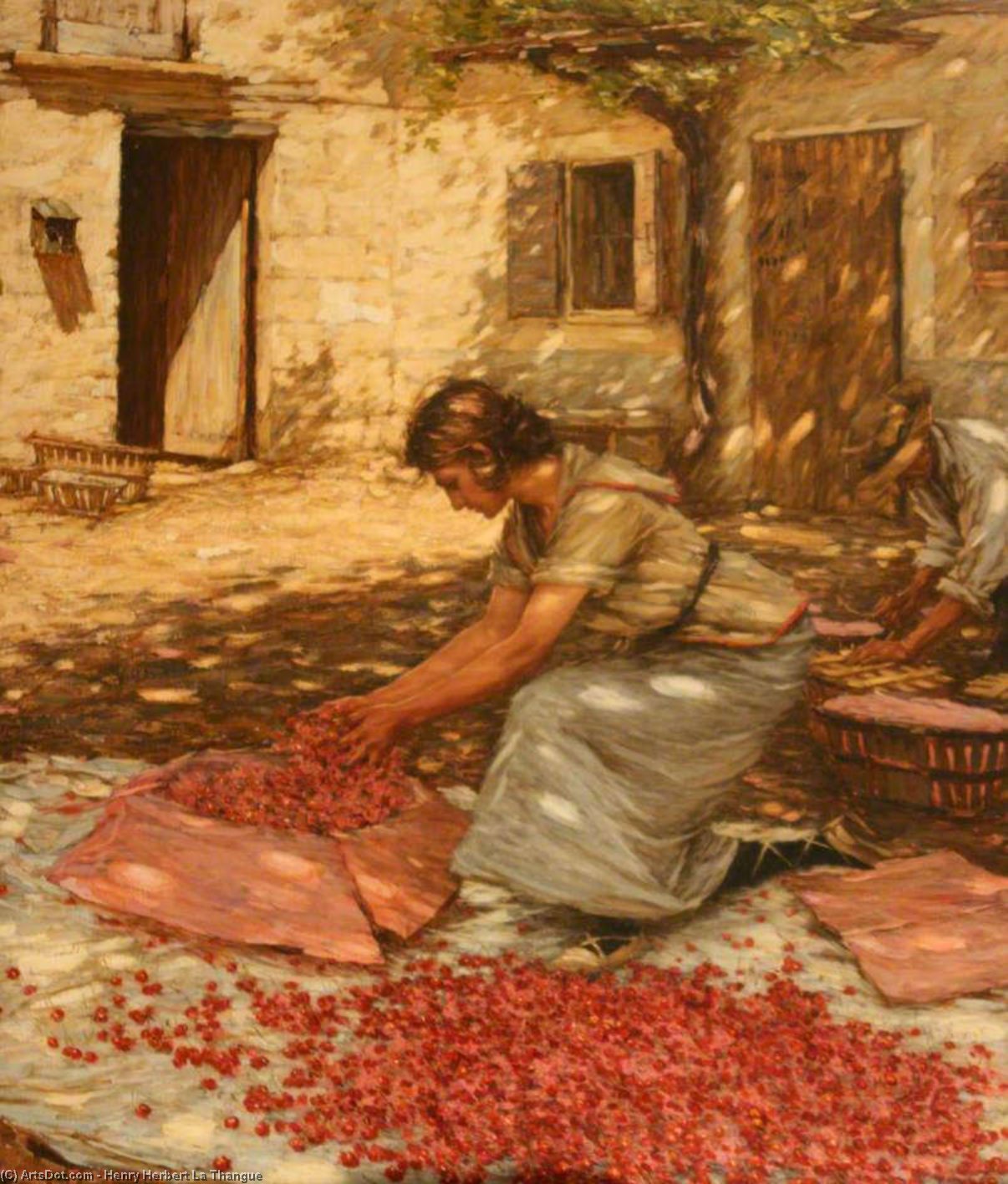 Wikioo.org - The Encyclopedia of Fine Arts - Painting, Artwork by Henry Herbert La Thangue - Packing Cherries in Provence, France