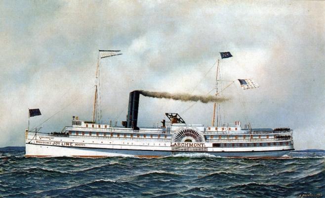 Wikioo.org - The Encyclopedia of Fine Arts - Painting, Artwork by Antonio Nicolo Gasparo Jacobsen - The Paddle Steamer Larchmont''''