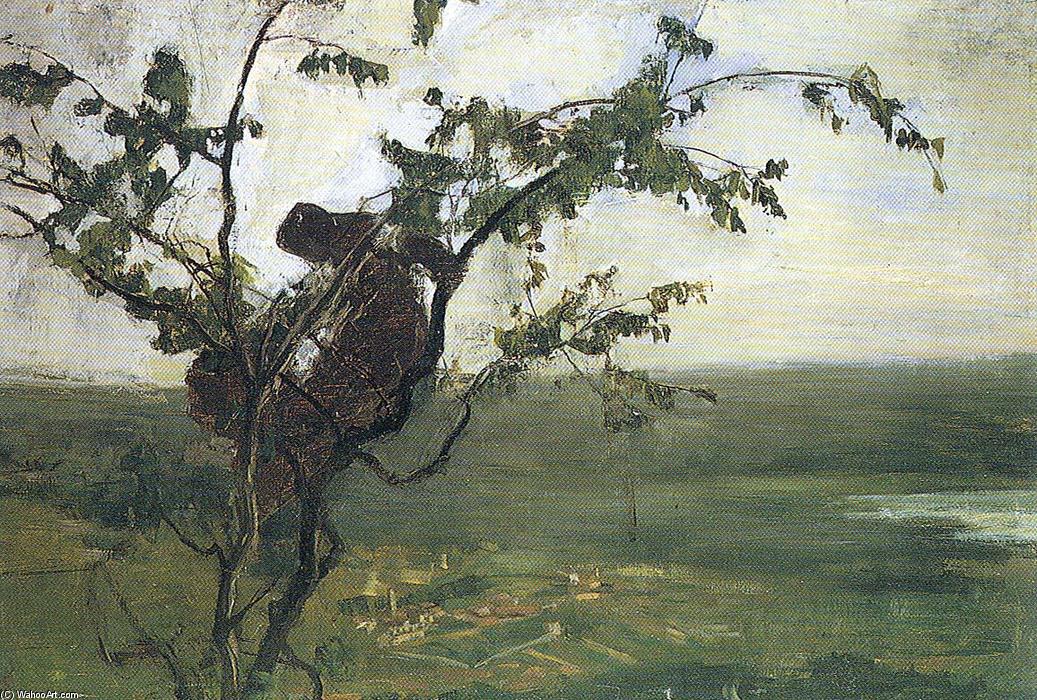 Wikioo.org – La Enciclopedia de las Bellas Artes - Pintura, Obras de arte de Giovanni Segantini - Paesaggio con donna Do ONU albero