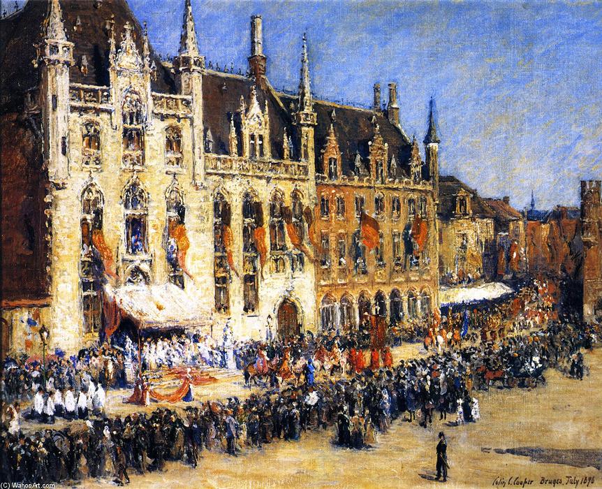 Wikioo.org - The Encyclopedia of Fine Arts - Painting, Artwork by Colin Campbell Cooper - The Pageant at Bruges